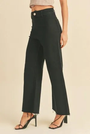 Miou Muse Black Wide Leg Denim Pants Women’s Small thumbnail 1