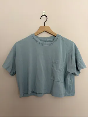 Lululemon Check the Box Short Sleeve Cropped Pocket Shirt Dusty Blue thumbnail 2