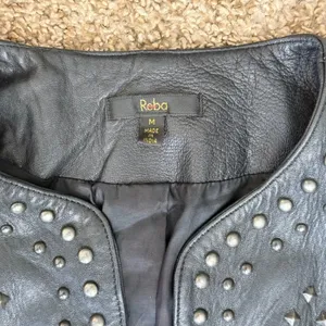 Reba Leather Studded Jacket M Black Y2K Western Rockstar Moto Indie Sleaze thumbnail 10