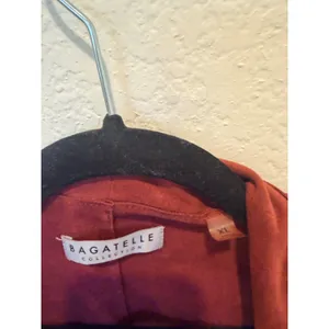 Bagatelle Collection Burgundy Faux Suede Draped Open Front Jacket XL thumbnail 5