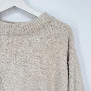 ADORN Luxe Ultra Soft Plush Textured Knit Pullover Sweater Cream Oversized Small thumbnail 2