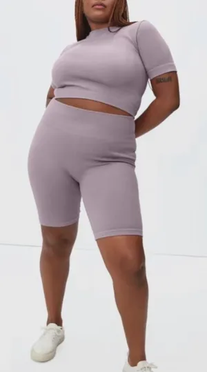 Everlane NWT Seamless High Rise Ribbed Bike Short Women's Sz XS/S Dusty Lavender thumbnail 1