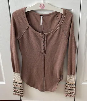 Free People Ski Lodge Cuff Thermal in Mushroom Combo thumbnail 1