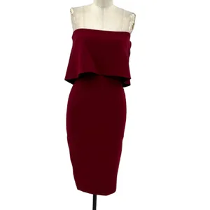 Likely Driggs Midi Dress Sheath Strapless Ruffle Burgundy Red Purple‎ Size 2 thumbnail 3