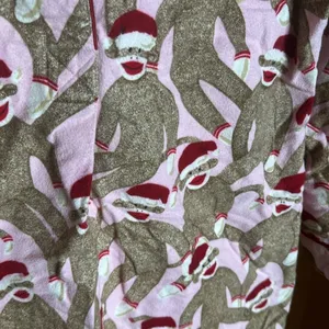 Nick & Nora Sock Monkey Flannel Nightshirt Medium Pink Christmas Pajama Rare thumbnail 3