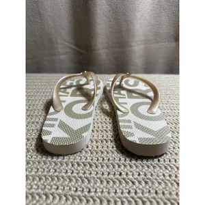 Michael Kors Women 7M Champagne Gold MK Logo Designer Flip Flop Sandals Summer thumbnail 3