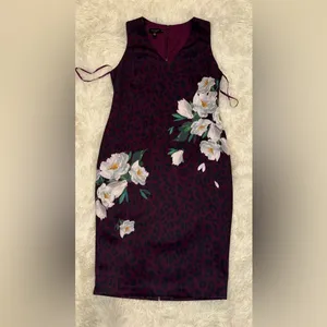 NEW Ted Baker Toriiy Wilderness Print purple Dress sz TB 4 US 12 thumbnail 4
