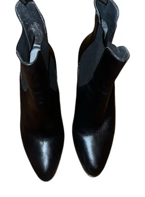 Napoleoni Black Leather Booties Size 6.5 Black thumbnail 1