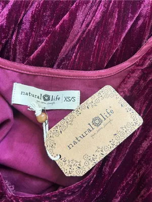 NWT‎ Natural Life Burgundy Crushed Velvet Short Sleeve Babydoll Mini Dress XS/S thumbnail 5