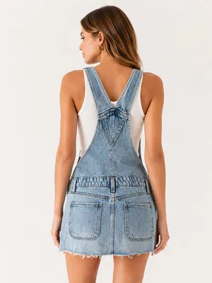 NWT Wild Fable Light Wash Denim Mini Skirtall Overall Dress thumbnail 2