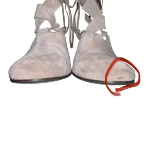 Free People Taupe Nouvella Criss Cross Wrap Chunky Heel Suede Leather Sz 38/6.5‎ thumbnail 4