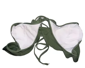 Zaful Army Green Ribbed Ruffle Bikini Set thumbnail 7