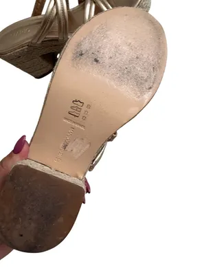 MARION PARKE Adrian Gold Leather Platform Espadrilles Sandals Size 37 / US 7 thumbnail 6