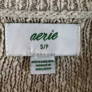 Aerie Small Knit sweater Oversized Crew‎ Neck Tunic Beige Slouchy Long Sleeve thumbnail 4