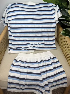 Stripe Coverup / Lounge Set Size medium Blue thumbnail 3