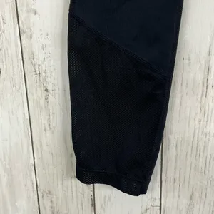 Nike Dri-Fit Black Cropped Mesh Bottom Drawstring Zip Pocket Stretch Leggings thumbnail 5