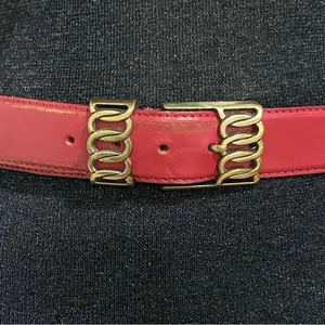 Vintage MILOR 11612 Burgundy Genuine Leather Brass-tone Buckle Women’s Belt M thumbnail 6