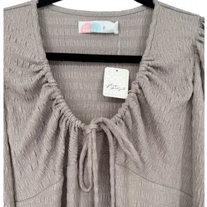 NWT Free People FP Beach Anderson‎ Mini Dress City Fog Taupe Long Sleeve Size XS thumbnail 6