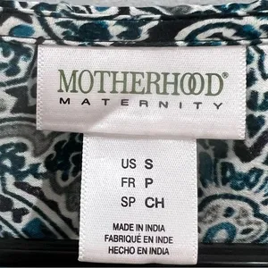 Motherhood Maternity black and aqua print top size small thumbnail 6