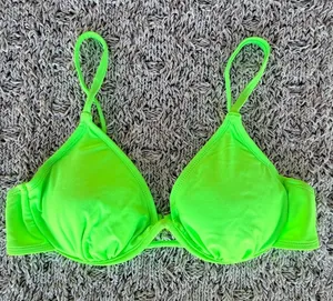 Xhilaration (Target) | Wire Cup Neon Green Bikini Swim Top | L thumbnail 1