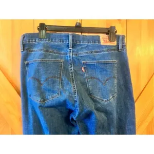 Levi's Slimming Boot Jeans Size 32 Womens Dark Wash Blue Denim (3412) thumbnail 4
