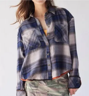 Urban Outfitters BDG Karl Slouchy Blue Flannel Button Down size medium thumbnail 1