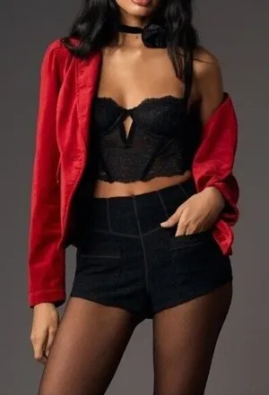 ANTHROPOLOGIE Lace Velvet Corset Top Black Size L NEW thumbnail 1