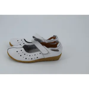 Unbranded Mary Jane Flats Women 39 White Good Perforated Leather Low Wedge Strap thumbnail 5