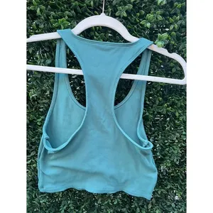 Abercrombie & Fitch Soft A&F Ribbed Racerback Crop‎ Tank Top Teal Blue Medium thumbnail 2