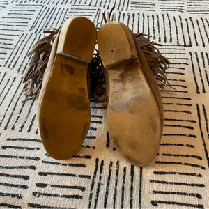 J. Adams Bree Taupe Suede Fringe Western Ankle Boots Size 10 thumbnail 6