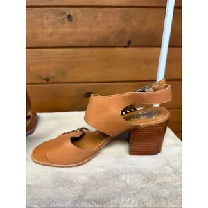 Vince Camuto Karmelo slingback sandals tan leather upper whipstitch accents Sz thumbnail 5