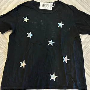 Chrldr Women’s Black Holographic Stars Wide T-Shirt, Size M thumbnail 1