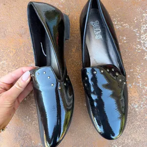Brash Black patent faux leather loafers with studs sz 8.5 women’s- basically new thumbnail 2