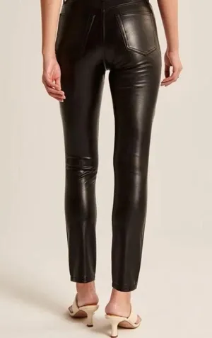 A&F Vegan Leather Pants Black Slim Fit Size 10 Size 30 thumbnail 2
