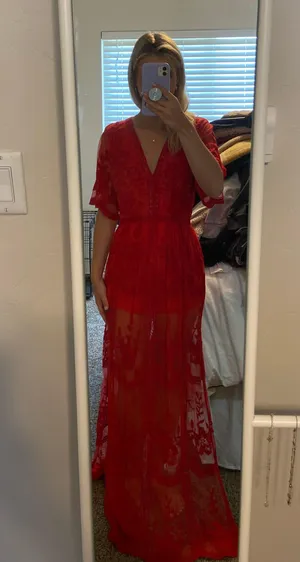 Red Lace Jumpsuit thumbnail 1