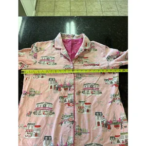 Nick & Nora Flannel Pajama Top Shirt Winter In Paris Pink Poodles Sz M Top‎ Only thumbnail 4