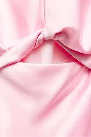 Zara maxi dress midi Light Pink tie knot satin effect wedding party thumbnail 6
