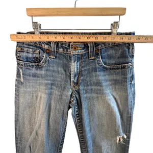 Big Star Casey Bootcut Jeans Medium Wash Distressed Denim Low‎ Rise Size 30L USA thumbnail 7