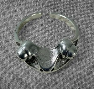 Vintage Silver Tone Abstract Frog Adjustable Ring thumbnail 1