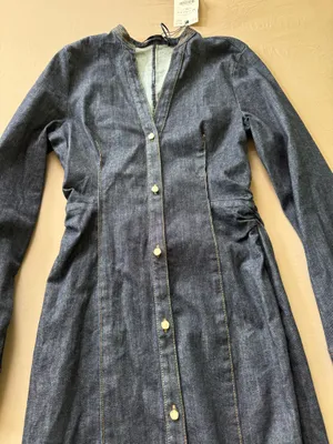 Zara long-sleeve ruched denim maxi dress thumbnail 6