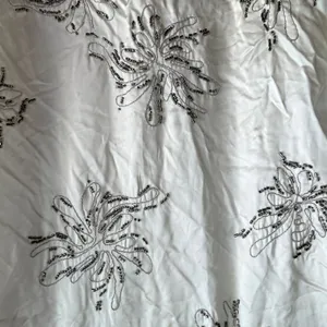 NWT Zara beaded long sleeved button down shirt floral cream satin‎ women's XS thumbnail 8