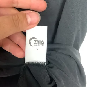 Zyia Active womens large black dark gray crop short sleeve shirt twist gym lulu thumbnail 2