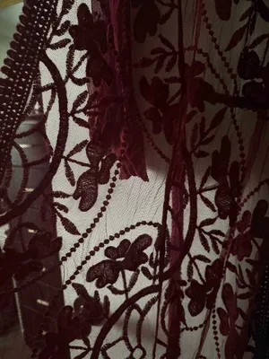 COCO + JAIMESON Burgundy Floral Embroidered Lace Long Duster Kimono XS thumbnail 3