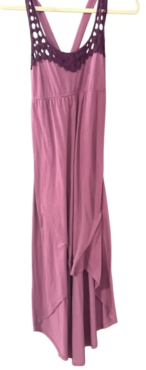 Mudd Y2k Womens Mauve High Low Maxi Dress Crochet‎ Lace Neckline Purple Medium thumbnail 1