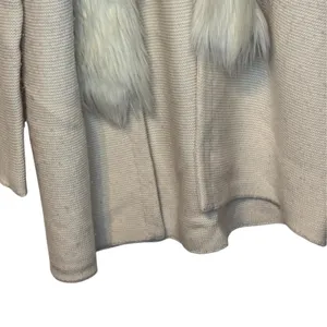 J. McLaughlin Womens Cream Wool Cashmere Faux Fur Trim Cardigan Sweater Small thumbnail 3