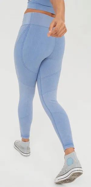 Aerie OFFLINE Seamless‎ High Waisted 7/8 Legging Blue Medium Athleisure Yoga Gym thumbnail 1