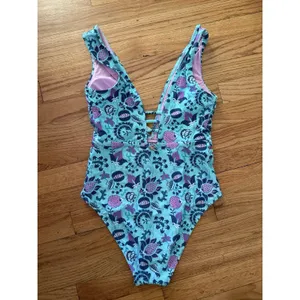 NWT Nanette Lepore Floral‎ Plunge One Piece Swimsuit Size 4 thumbnail 3