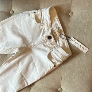 NWT Alice + Olivia Stacey Bell White BK Knee Seam Size 24 thumbnail 5