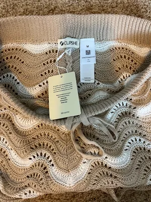 Tan and White Cupshe Knit Shorts thumbnail 4