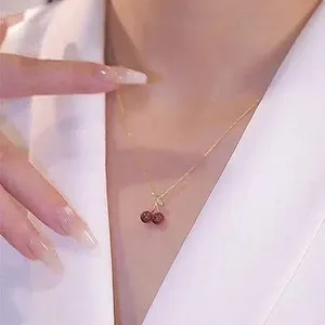 Gold Dainty Cherry Necklace thumbnail 2